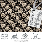 Classic Monochrome Floral Black Ivory Seamless Pattern Digital Print Fabric by the Metre UK Sewing Quilting Textile