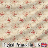 Vintage Red Lily Floral Soft Beige Background Seamless Pattern Digital Print Fabric by the Metre UK Sewing Quilting Textile