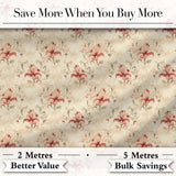 Vintage Red Lily Floral Soft Beige Background Seamless Pattern Digital Print Fabric by the Metre UK Sewing Quilting Textile