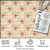 Vintage Red Lily Floral Soft Beige Background Seamless Pattern Digital Print Fabric by the Metre UK Sewing Quilting Textile