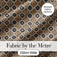 Classic Vintage Blue Gold Geometric Tile Seamless Pattern Digital Print Fabric by the Metre UK Sewing Quilting Textile