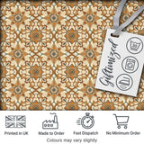 Elegant Orange Beige Star Tile Geometric Seamless Pattern Digital Print Fabric by the Metre UK Sewing Quilting Textile