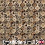 Vintage Beige Floral Geometric Tile Seamless Pattern Digital Print Fabric by the Metre UK Sewing Quilting Textile