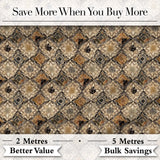 Vintage Beige Floral Geometric Tile Seamless Pattern Digital Print Fabric by the Metre UK Sewing Quilting Textile