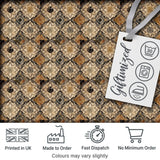 Vintage Beige Floral Geometric Tile Seamless Pattern Digital Print Fabric by the Metre UK Sewing Quilting Textile