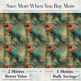 Tropical Parrot Vintage Jungle Art Seamless Pattern Digital Print Fabric by the Metre UK Sewing Quilting Textile