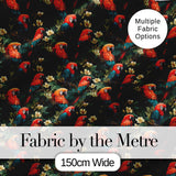 Colorful Macaw Parrot Jungle Leaves Seamless Pattern Digital Print Fabric by the Metre UK Sewing Quilting Textile