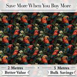 Colorful Macaw Parrot Jungle Leaves Seamless Pattern Digital Print Fabric by the Metre UK Sewing Quilting Textile