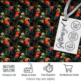 Colorful Macaw Parrot Jungle Leaves Seamless Pattern Digital Print Fabric by the Metre UK Sewing Quilting Textile