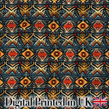 Abstract Tribal Geometric Shapes Seamless Pattern Digital Print Fabric by the Metre UK Sewing Quilting Textile
