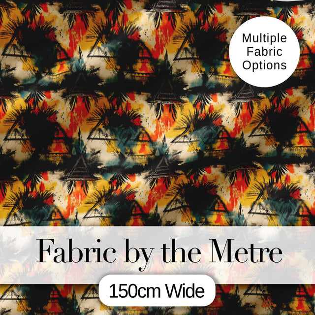 Grunge Tribal Abstract Brush Pattern Seamless Design Digital Print Fabric by the Metre UK Sewing Quilting Textile