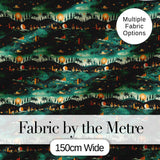 Scenic Landscape City Night Seamless Pattern Digital Print Fabric by the Metre UK Sewing Quilting Textile
