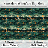 Scenic Landscape City Night Seamless Pattern Digital Print Fabric by the Metre UK Sewing Quilting Textile