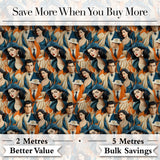 Art Deco Fashion Couple Stylish Seamless Pattern Digital Print Fabric by the Metre UK Sewing Quilting Textile
