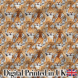 Realistic Tiger Faces Wildlife Animal Seamless Pattern Digital Print Fabric by the Metre UK Sewing Quilting Textile
