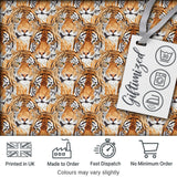 Realistic Tiger Faces Wildlife Animal Seamless Pattern Digital Print Fabric by the Metre UK Sewing Quilting Textile