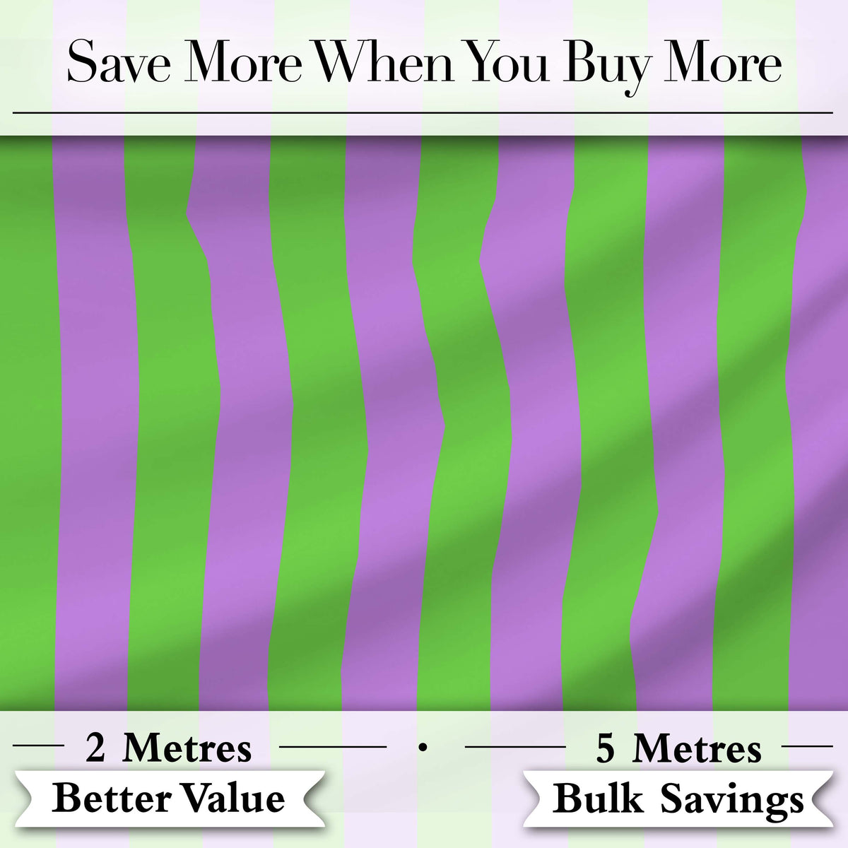 Green and Purple Wavy Stripe Abstract Seamless Pattern Digital Print Fabric by the Metre UK Sewing Quilting Textile