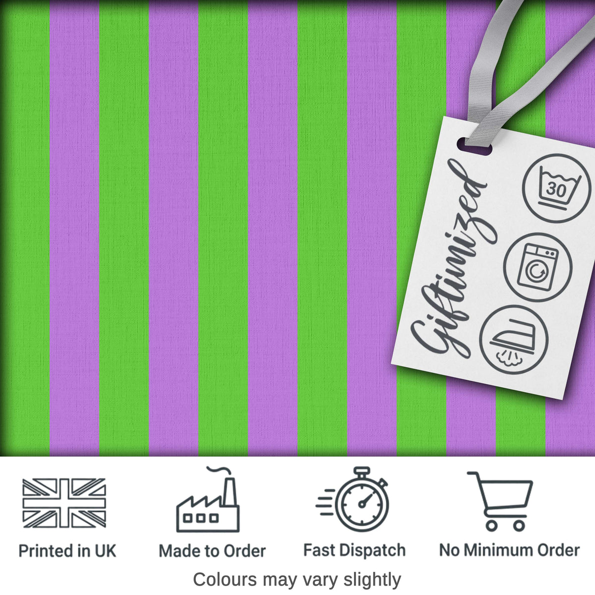 Green and Purple Wavy Stripe Abstract Seamless Pattern Digital Print Fabric by the Metre UK Sewing Quilting Textile
