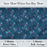 Teal Orchid Bloom Seamless Pattern Soft Artistic Floral Design Digital Print Fabric by the Metre UK Sewing Quilting Textile