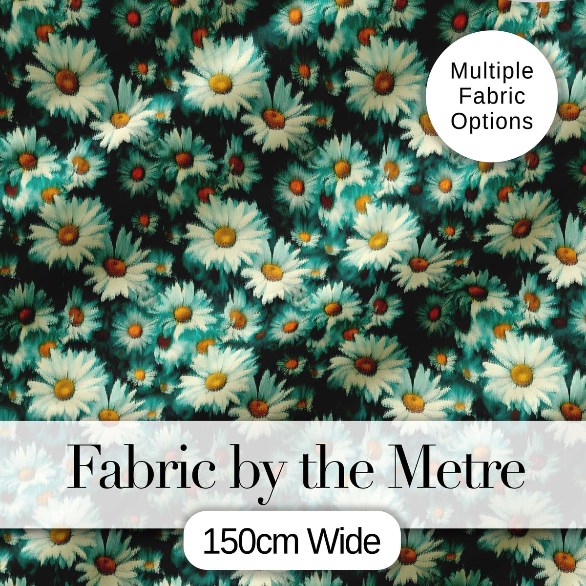 Soft Watercolor Daisy Bloom Seamless Pattern Artistic Floral Background Digital Print Fabric by the Metre UK Sewing Quilting Textile