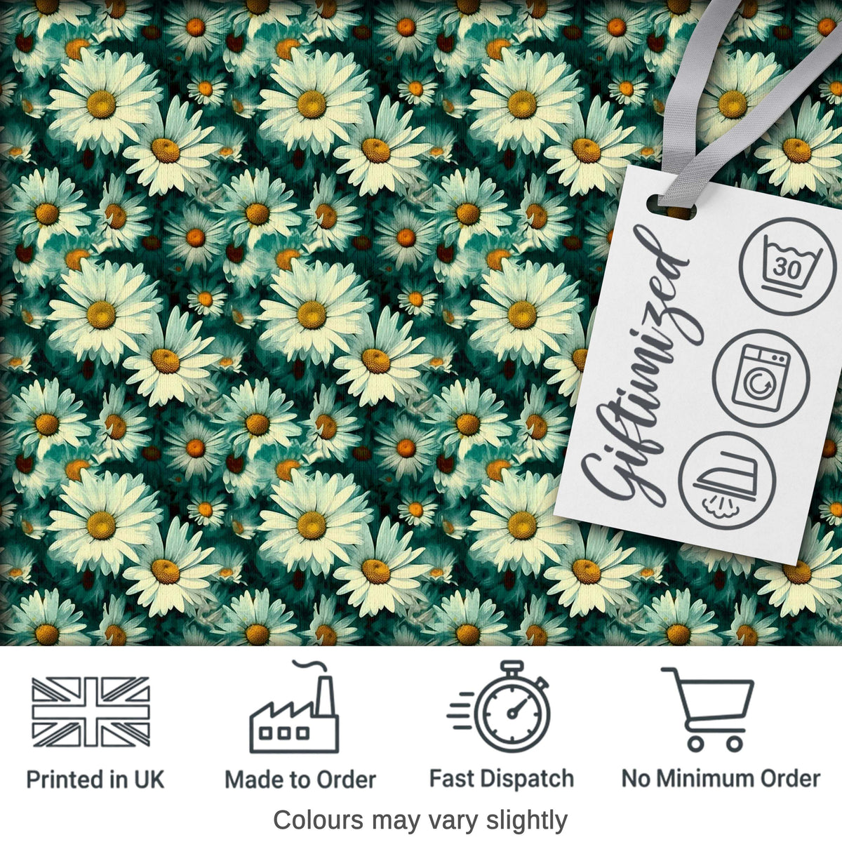 Soft Watercolor Daisy Bloom Seamless Pattern Artistic Floral Background Digital Print Fabric by the Metre UK Sewing Quilting Textile