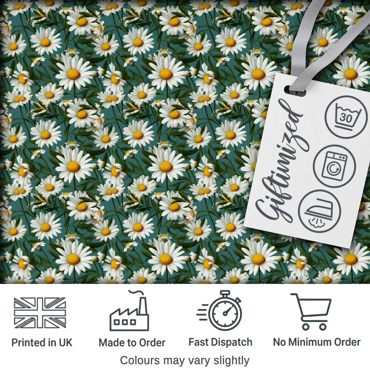 Fresh Daisy Meadow Seamless Pattern Natural Botanical Floral Design Digital Print Fabric by the Metre UK Sewing Quilting Textile