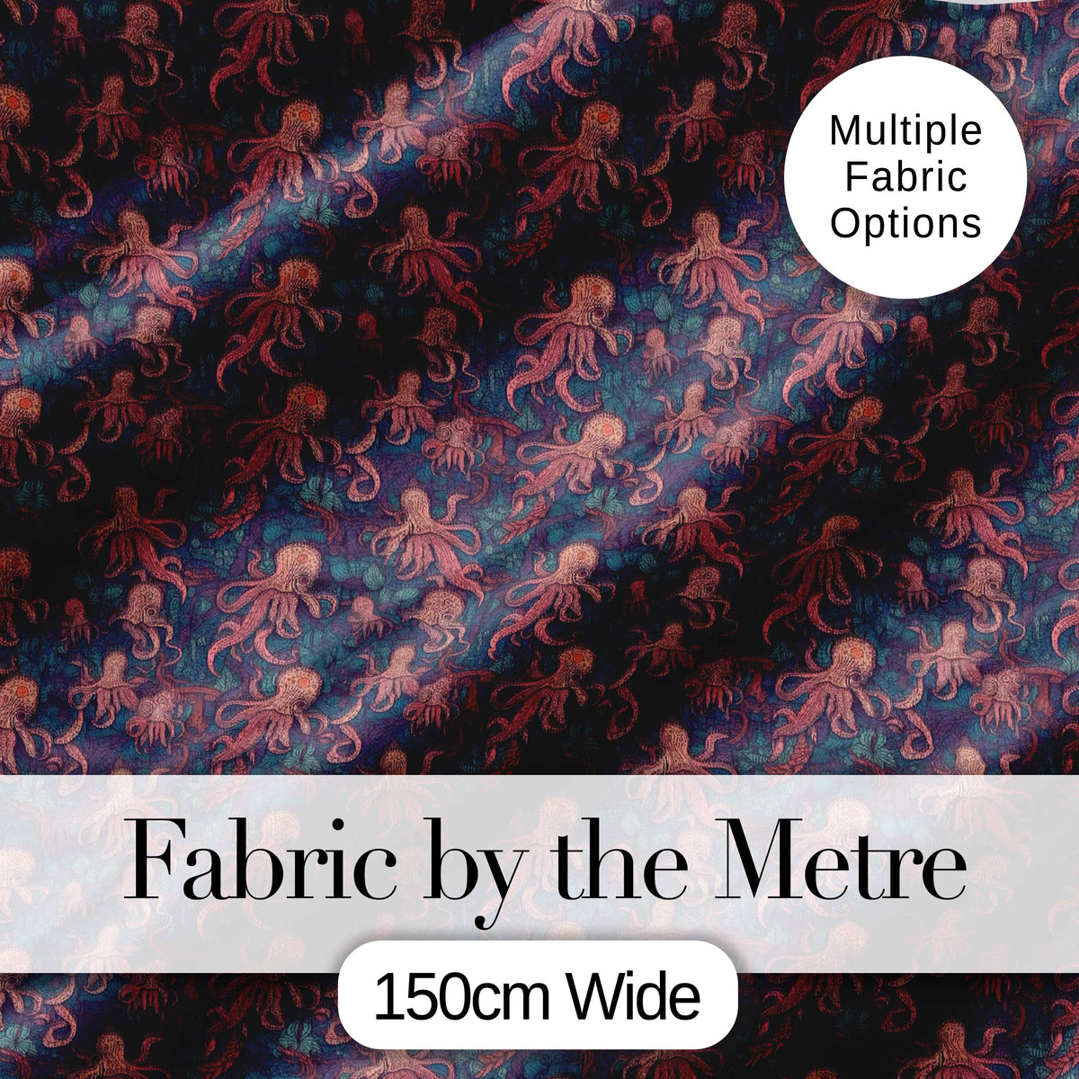 Colorful Octopus Sea Life Seamless Pattern Underwater Marine Theme Digital Print Fabric by the Metre UK Sewing Quilting Textile