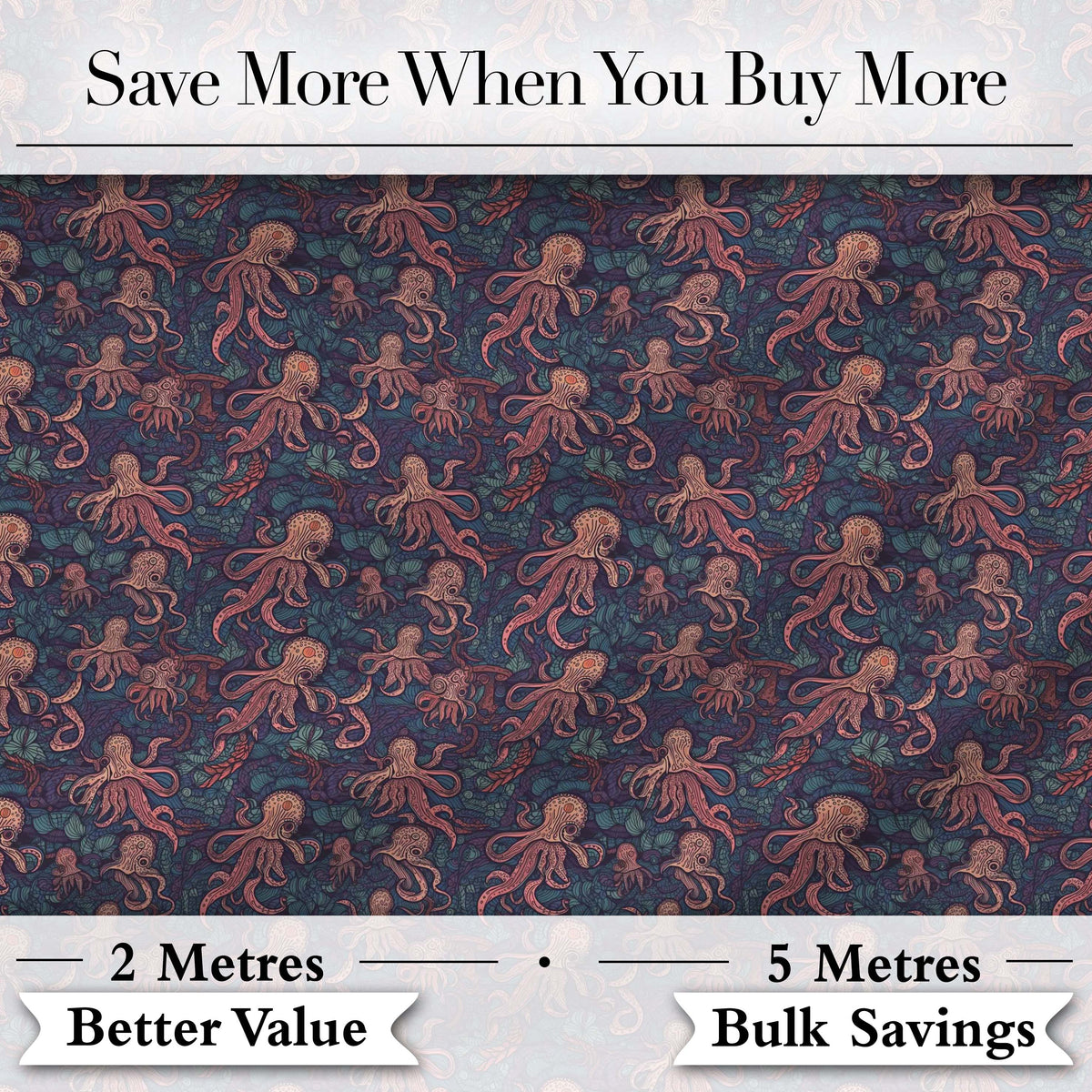 Colorful Octopus Sea Life Seamless Pattern Underwater Marine Theme Digital Print Fabric by the Metre UK Sewing Quilting Textile