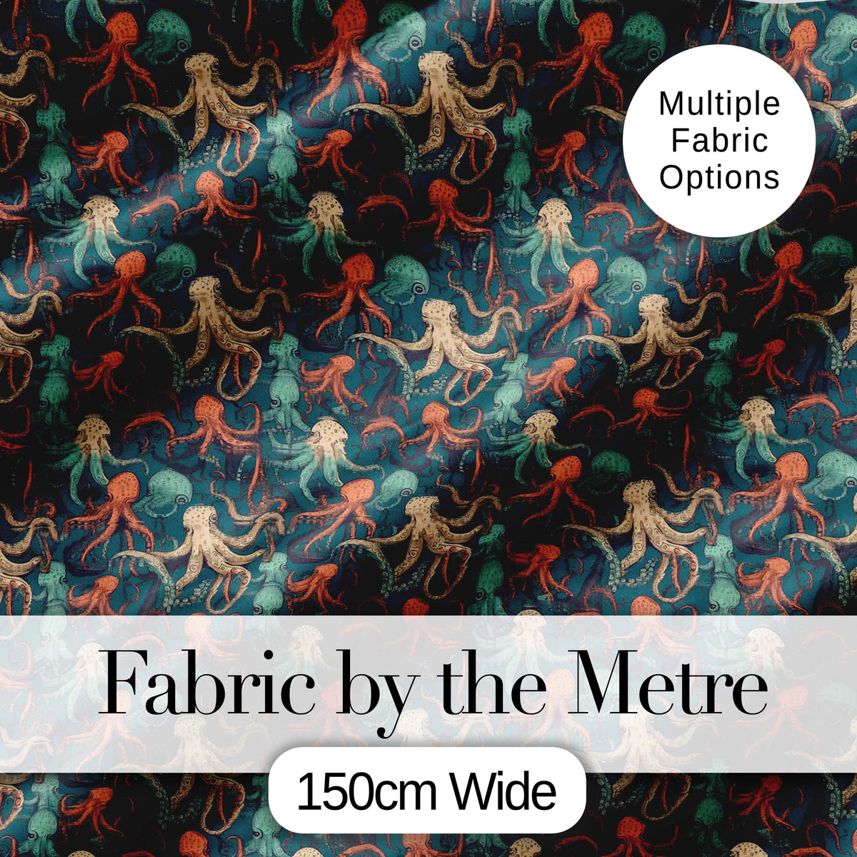 Cute Cartoon Octopus Seamless Pattern Playful Marine Life Design Digital Print Fabric by the Metre UK Sewing Quilting Textile