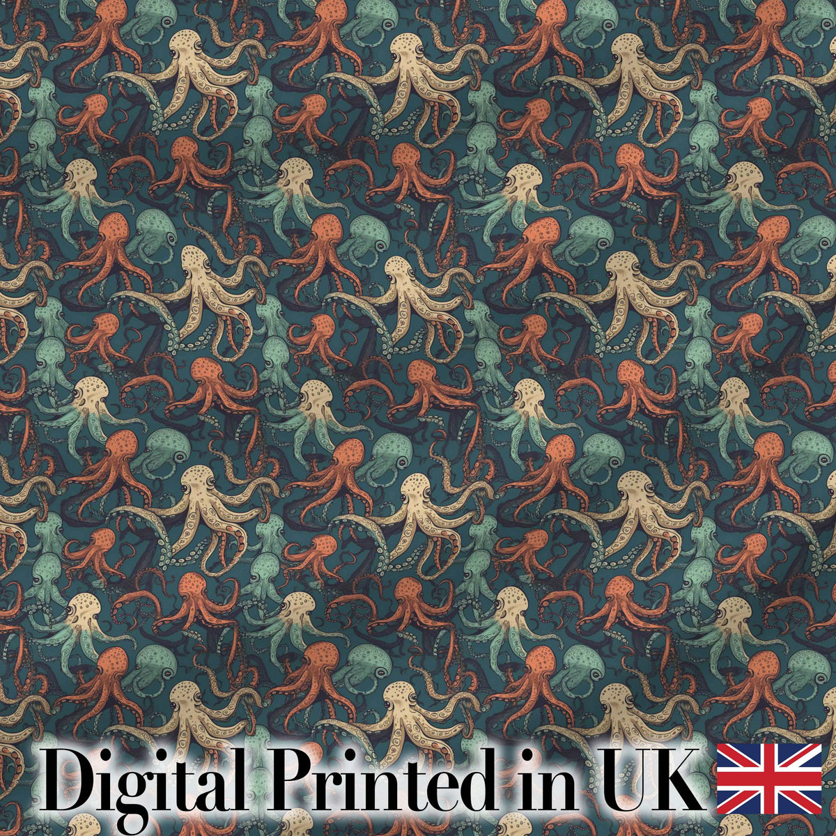 Cute Cartoon Octopus Seamless Pattern Playful Marine Life Design Digital Print Fabric by the Metre UK Sewing Quilting Textile