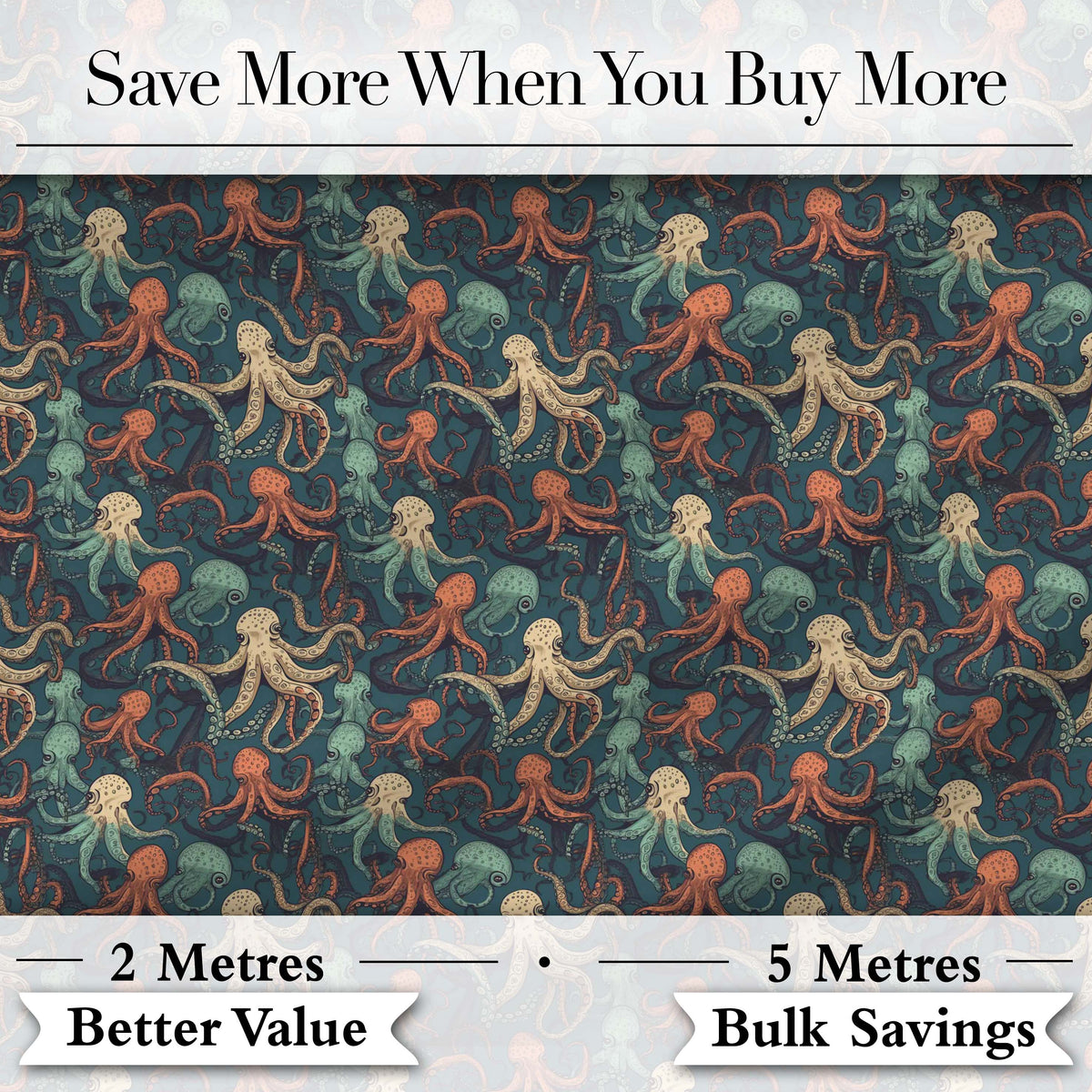 Cute Cartoon Octopus Seamless Pattern Playful Marine Life Design Digital Print Fabric by the Metre UK Sewing Quilting Textile