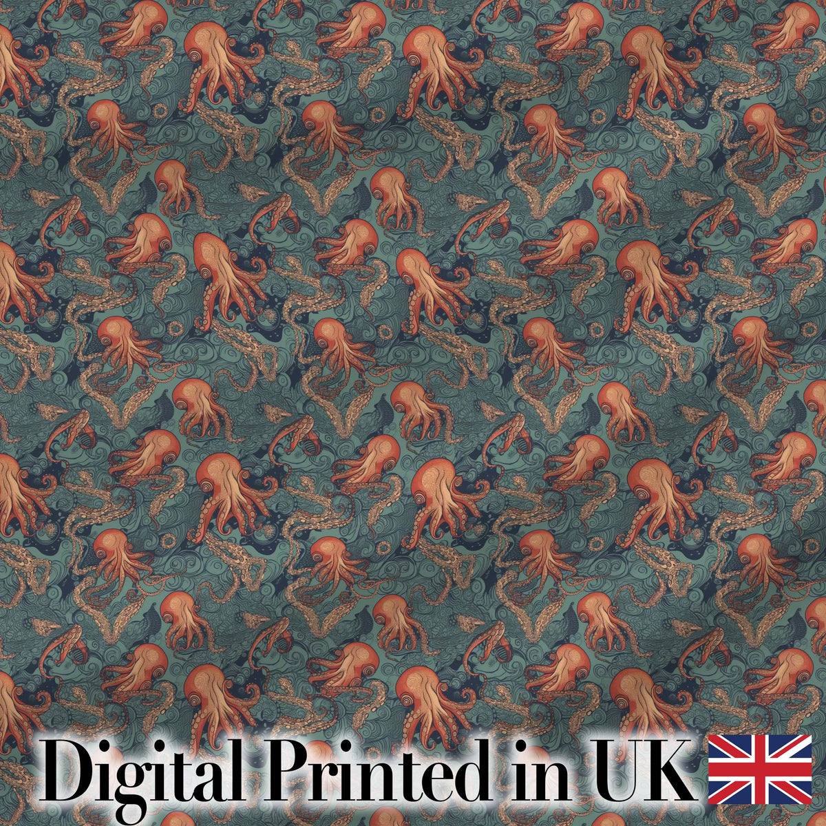 Vintage Octopus Ocean Seamless Pattern Intricate Marine Illustration Digital Print Fabric by the Metre UK Sewing Quilting Textile