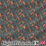 Vintage Octopus Ocean Seamless Pattern Intricate Marine Illustration Digital Print Fabric by the Metre UK Sewing Quilting Textile