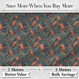 Vintage Octopus Ocean Seamless Pattern Intricate Marine Illustration Digital Print Fabric by the Metre UK Sewing Quilting Textile