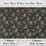 Decorative Octopus Marine Seamless Pattern Detailed Ocean Life Artwork Digital Print Fabric by the Metre UK Sewing Quilting Textile