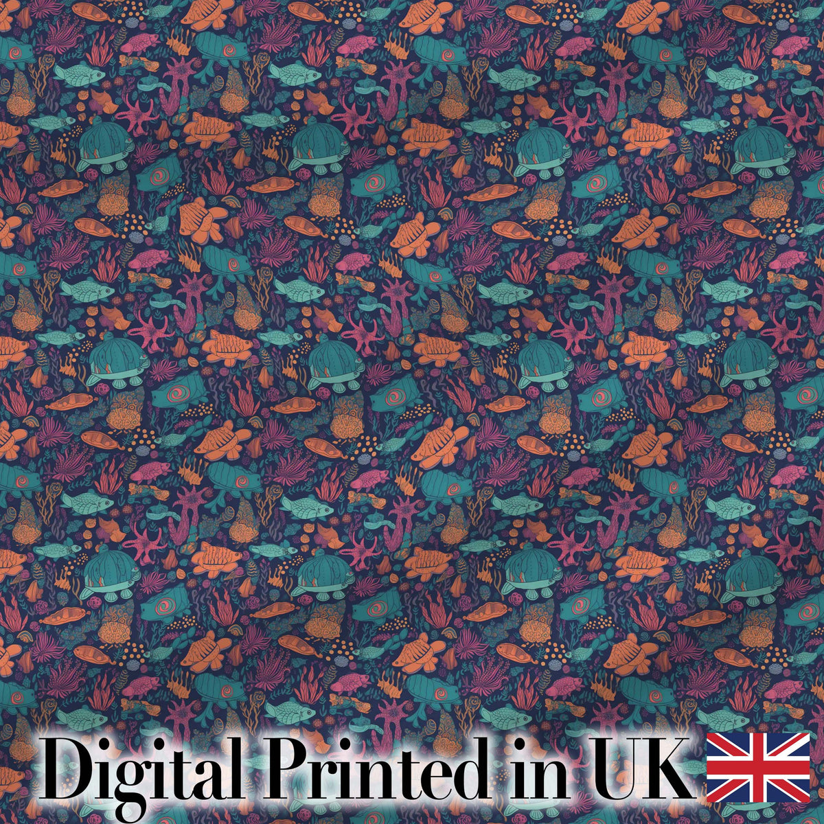 Vibrant Sea Life Seamless Pattern Tropical Fish Coral Reef Design Digital Print Fabric by the Metre UK Sewing Quilting Textile