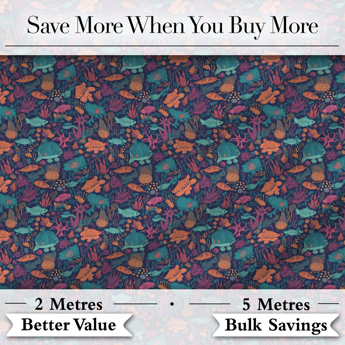 Vibrant Sea Life Seamless Pattern Tropical Fish Coral Reef Design Digital Print Fabric by the Metre UK Sewing Quilting Textile