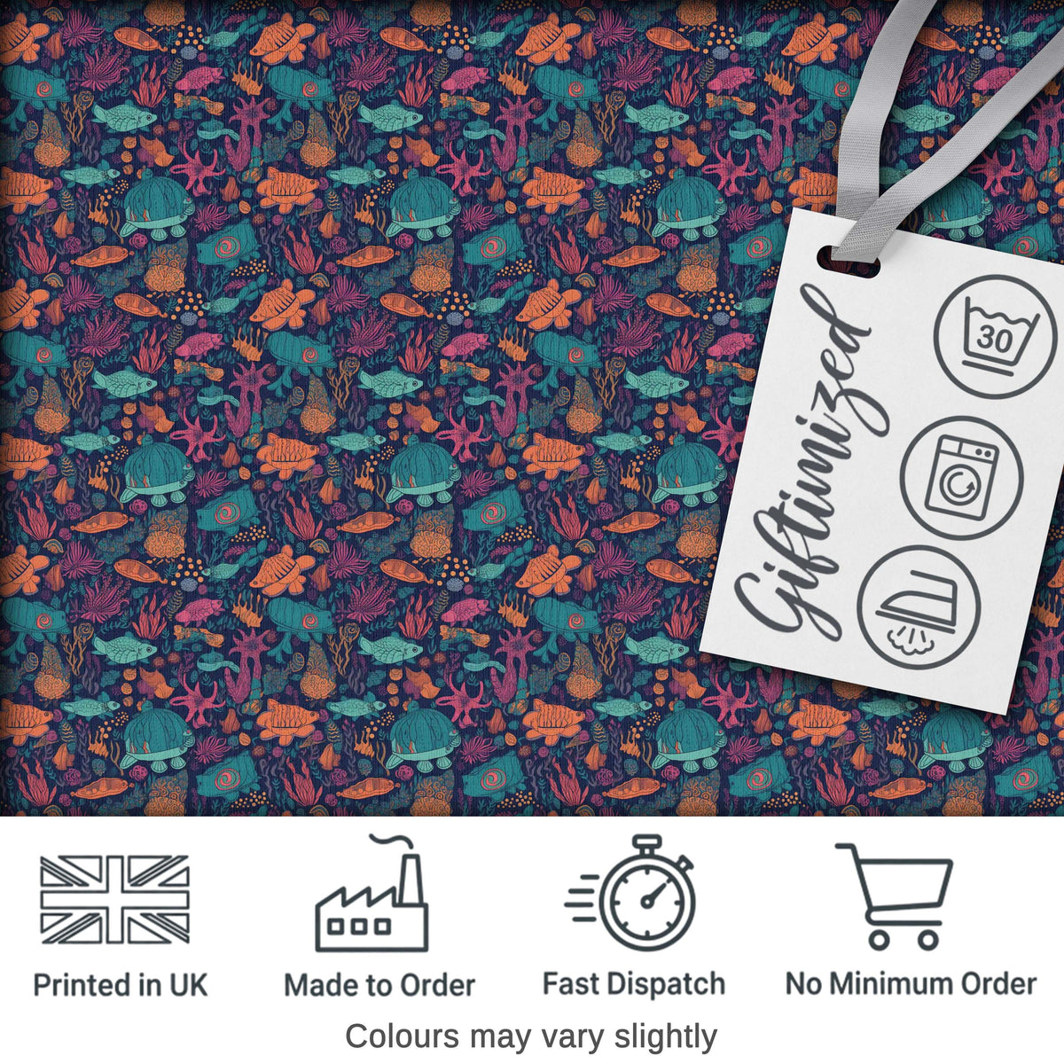 Vibrant Sea Life Seamless Pattern Tropical Fish Coral Reef Design Digital Print Fabric by the Metre UK Sewing Quilting Textile