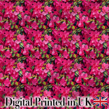 Vibrant Pink Floral Garden Seamless Pattern Lush Blooming Flowers Design Digital Print Fabric by the Metre UK Sewing Quilting Textile