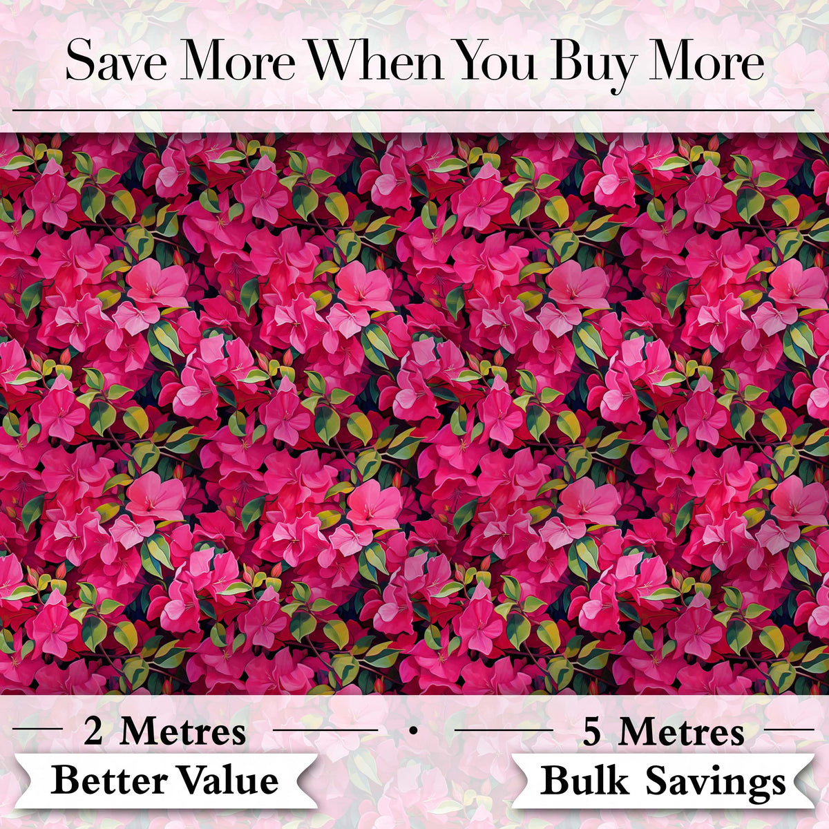 Vibrant Pink Floral Garden Seamless Pattern Lush Blooming Flowers Design Digital Print Fabric by the Metre UK Sewing Quilting Textile