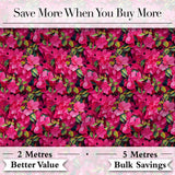Vibrant Pink Floral Garden Seamless Pattern Lush Blooming Flowers Design Digital Print Fabric by the Metre UK Sewing Quilting Textile