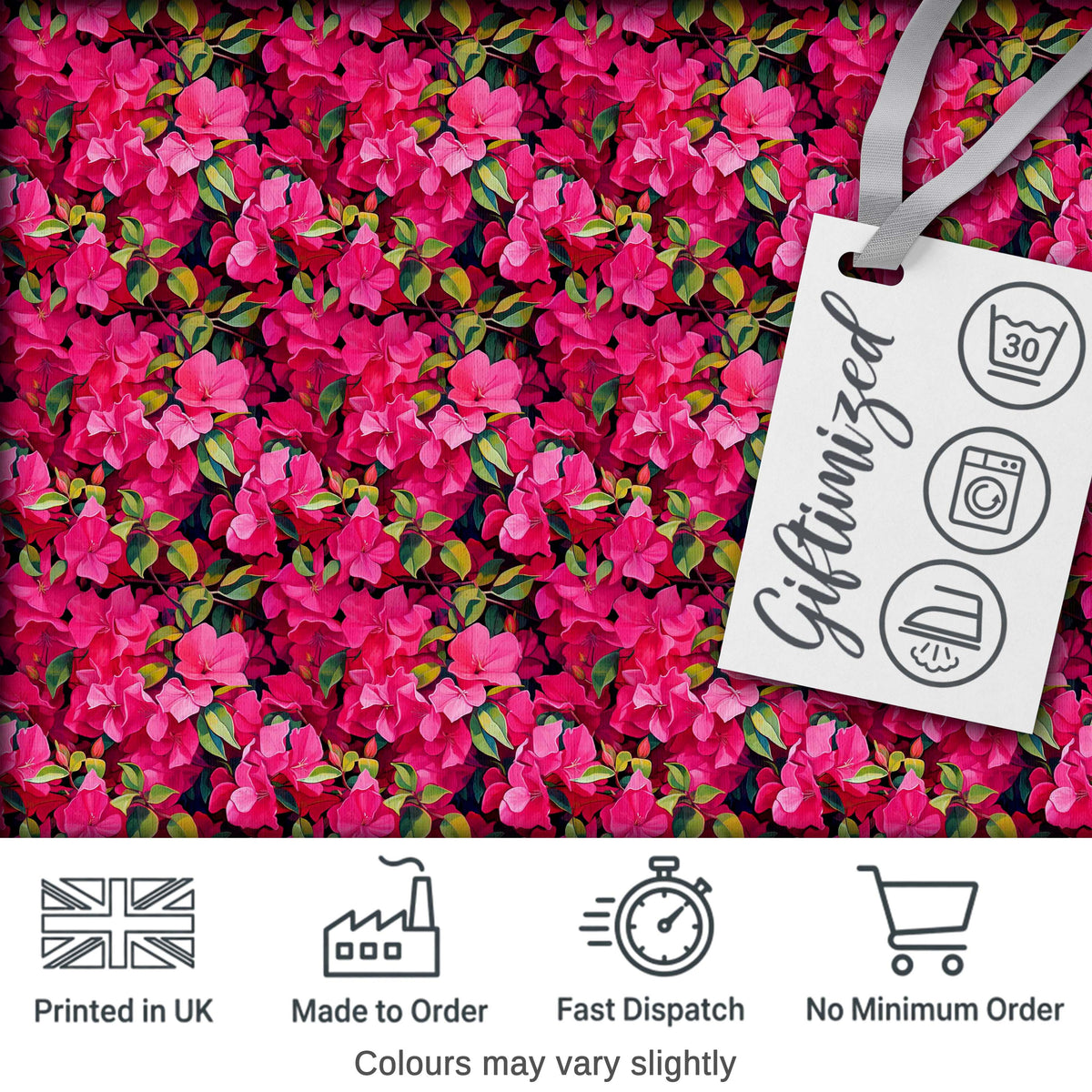 Vibrant Pink Floral Garden Seamless Pattern Lush Blooming Flowers Design Digital Print Fabric by the Metre UK Sewing Quilting Textile