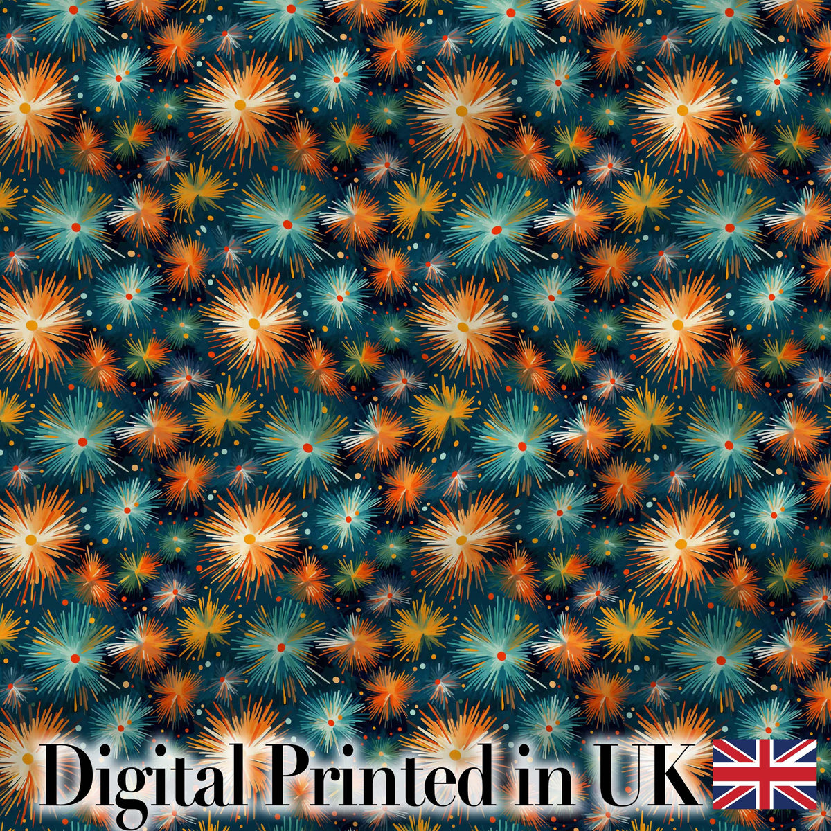 Colorful Fireworks Burst Seamless Pattern Celebration Sparkle Design Digital Print Fabric by the Metre UK Sewing Quilting Textile
