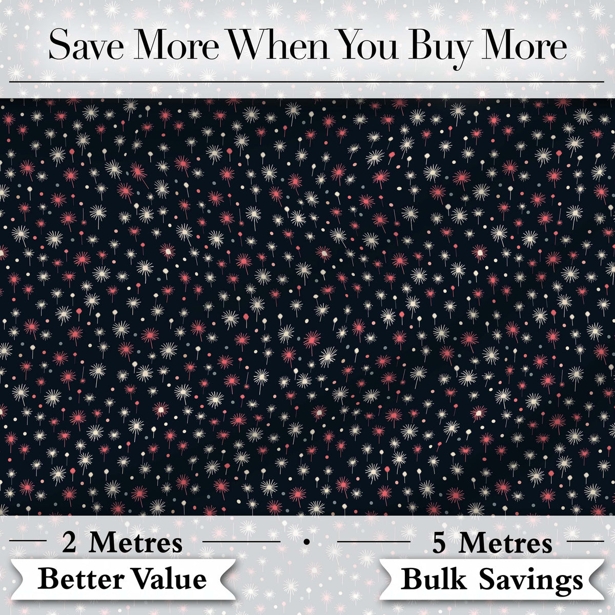 Pink White Firework Sparkle Seamless Pattern Night Sky Celebration Design Digital Print Fabric by the Metre UK Sewing Quilting Textile