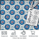 Blue Floral Starburst Mandala Seamless Pattern Decorative Tile Style Design Digital Print Fabric by the Metre UK Sewing Quilting Textile
