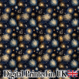 Golden Spark Fireworks Night Sky Seamless Pattern Elegant Celebration Design Digital Print Fabric by the Metre UK Sewing Quilting Textile