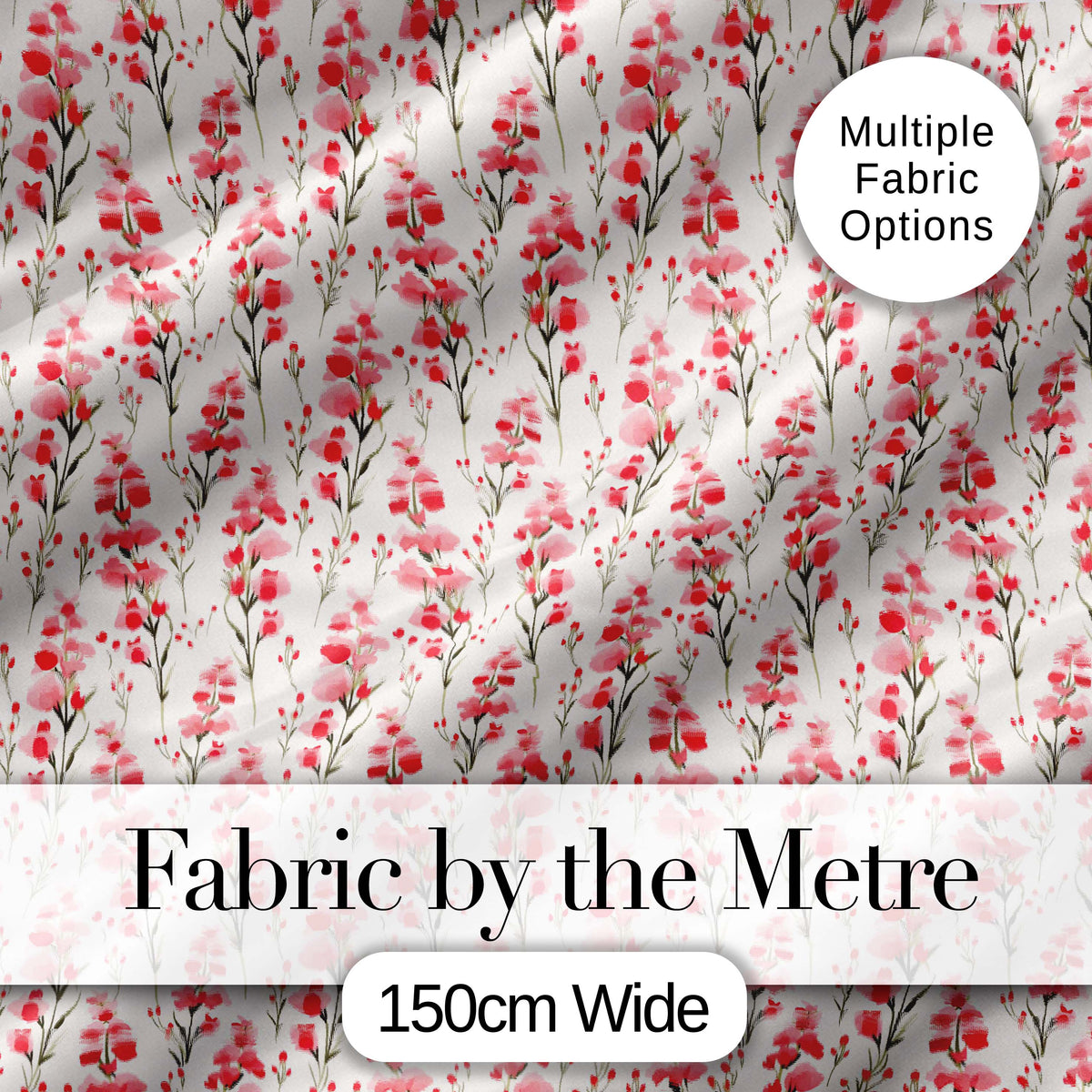 Delicate Pink Wildflower Botanical Seamless Pattern Elegant Floral Digital Print Fabric by the Metre UK Sewing Quilting Textile