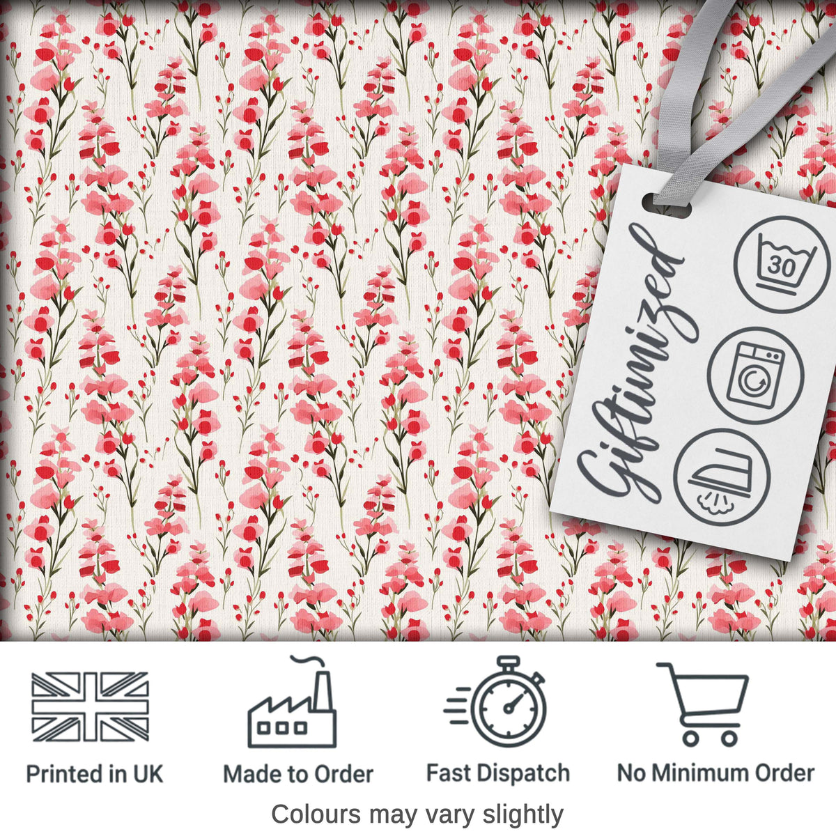 Delicate Pink Wildflower Botanical Seamless Pattern Elegant Floral Digital Print Fabric by the Metre UK Sewing Quilting Textile