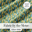 Yellow Garden Flowers Blue Background Seamless Botanical Pattern Digital Print Fabric by the Metre UK Sewing Quilting Textile