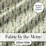 Cream White Floral Botanical Vertical Seamless Pattern Elegant Style Digital Print Fabric by the Metre UK Sewing Quilting Textile
